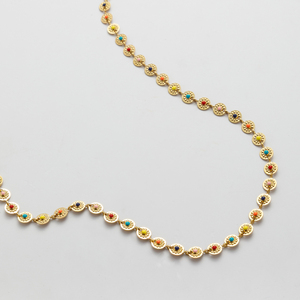 Collier soleil YF3423, nouveau, plaqué or 18 carats, étanche, sans ternissement, en acier inoxydable, été, hawaïen, coloré, émail coulant - Product Image 1