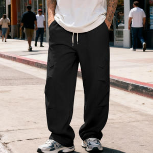 Pantalons d'hiver pour hommes Source Factory : Joggers en sergé Hip Hop High-Street, Pantalons de survêtement décontractés à jambes larges et <span class=keywords><strong>pli</strong></span>és à la française - Product Image 4