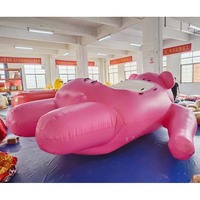 Bateau gonflable commercial en PVC de 0,9 mm, motif ours rose, tractable, pour sports nautiques - Grande Vente