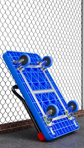 Chariot à main industriel avec grande plateforme, conception à quatre roues, construction en plastique, structure en maille, support OEM, pneus pneumatiques - Product Image 2