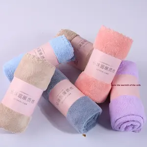 5'li Paket Pamuklu Dokuma Yüksek Yoğunluklu Mercan Polar Yumuşak Emici Yüz Havluları Hızlı Kuruyan Tüy Bırakmayan Ev Tipi Kare Saç Yıkama Havluları - Product Image 4