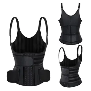 New glossy front hooks workout High Compression Double Belt plus size latex Waist Training Vest In Stock Oem Logo