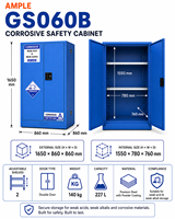 Armoire de stockage pour produits acides et alcalins faibles 227L (60 gallons) en acier bleu à double porte, armoire de sécurité pour laboratoire et entrepôt, approvisionnement B2B