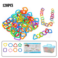 TXY TJ49758 Boîte de rangement de 120 anneaux de connexion en plastique, jouet de maîtrise des formes géométriques, matériel mathématique pour les tout-petits de 5 à 13 ans