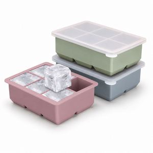 Bac à glaçons en silicone en gros avec couvercle, sans BPA, démoulage facile, empilable, grand moule à glace pour whisky, cocktail, café glacé, OEM - Product Image 1