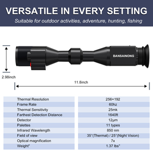 กล้องถ่ายภาพความร้อนอินฟราเรด ตัวเรือนอะลูมิเนียมอัลลอยด์ พร้อมเลเซอร์จุดแดง กล้องมองกลางคืนสำหรับการล่าสัตว์ - Product Image 6
