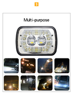 Lampe de travail stroboscopique bicolore carrée de 7 pouces pour éclairage extérieur automatique avant de véhicule tout-terrain modifié Wrangler
