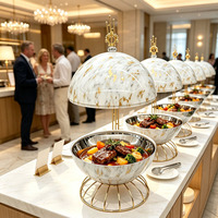 Chauffe-Plats Moderne en Forme d'Œuf pour Hôtels, Buffets, Événements et Fêtes – Équipement de Restauration avec Impression par Transfert Noir/Blanc