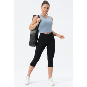 Pantalones Capri de Yoga para Mujer FOXA, Cintura Cruzada en V, Cintura Alta, Control de Abdomen, para Entrenamiento - Product Image 5