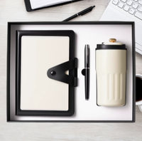 Ensemble cadeau d'entreprise personnalisé fait main avec impression UV - Gobelet isotherme en papier avec couvercle de voyage et boîte cadeau de luxe