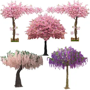 Flor de árvore de cerejeira artificial, árvore de flores artificial falsas com led flor de cerejeira para casamento árvore arcos de luz mini árvore branca flor de cerejeira