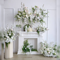 Fleurs artificielles blanches murales pour toile de fond de mariage, vente en gros, conception personnalisée, décoration événementielle, fournisseur d'usine, commande en gros