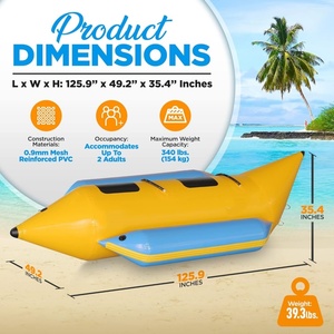 Bateau gonflable en PVC en forme de banane, 125,9*49,2*35,4 pouces, tube tractable pour deux personnes, pour s'amuser en été à la piscine ou à la plage - Product Image 2