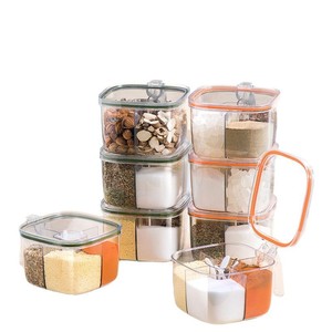 Spice Jar Set Divided Compartment Airtight Clip On Lid With Spoons For Salt Pepper Seasonings Kitchen Use Size M - Product Image 5