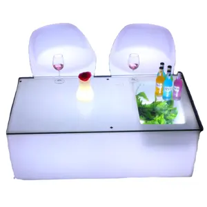 Nachtclub Kunststoff Led Couch tisch mit Eis kübel Moderne Gewerbe möbel Neuartiges Design Fabrik preis Würfel Couch tisch