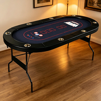 Table de poker pliante ovale S.Q.F Texas pour 8 joueurs, design Racetrack avec porte-gobelets, cadre métallique pour salle de jeux à domicile ou fête