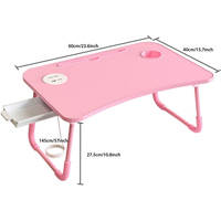 Table d'étude pliable en bois MDF pour ordinateur portable, Design coloré, lit d'ordinateur pliable, bureau avec porte-gobelet, Port USB