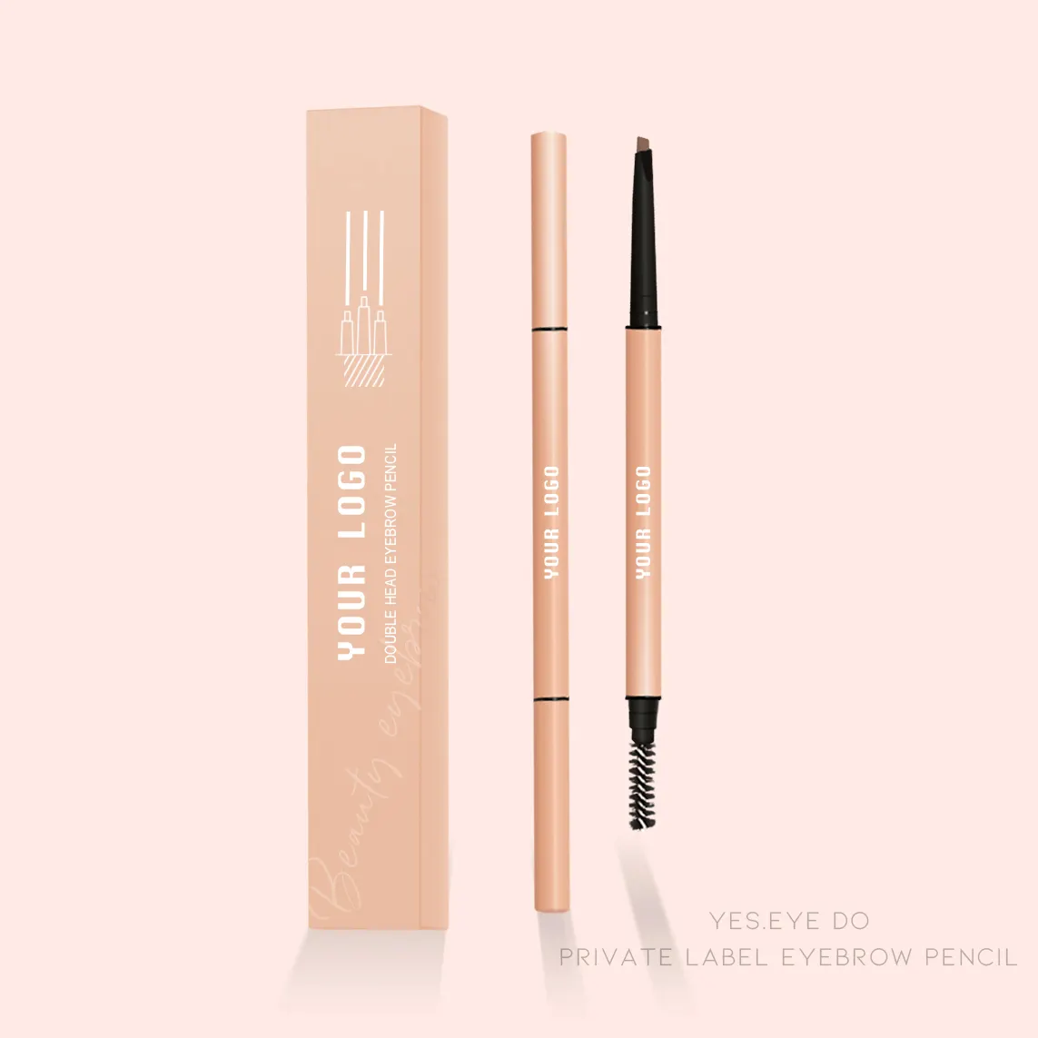 Pin Skinny Eye Brow Pencil Nude Beige White Double Side Eyeliner Pen And Brow Pencil With Eyebrow Gel On The End Crayon