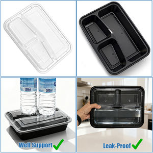 Hộp đựng thức ăn dã ngoại 42oz 3 ngăn có nắp, hộp đựng thức ăn dùng một lần có vách ngăn, hộp cơm trưa, hộp cơm trưa bento, hộp cơm trưa cho trẻ em - Product Image 3