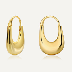 Pendientes de Aro en Forma de U, Elegantes, Minimalistas, Lisos, Modernos, Unisex, de Latón Chapado en Oro, Retro, Versátiles, Geométricos, para Fiesta - Product Image 5