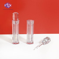 Yueshunxing 3.4ml Emballage personnalisé de rouge à lèvres liquide unique avec étiquette privée, tube transparent en PETG, tube à gloss à lèvres octogonal vide