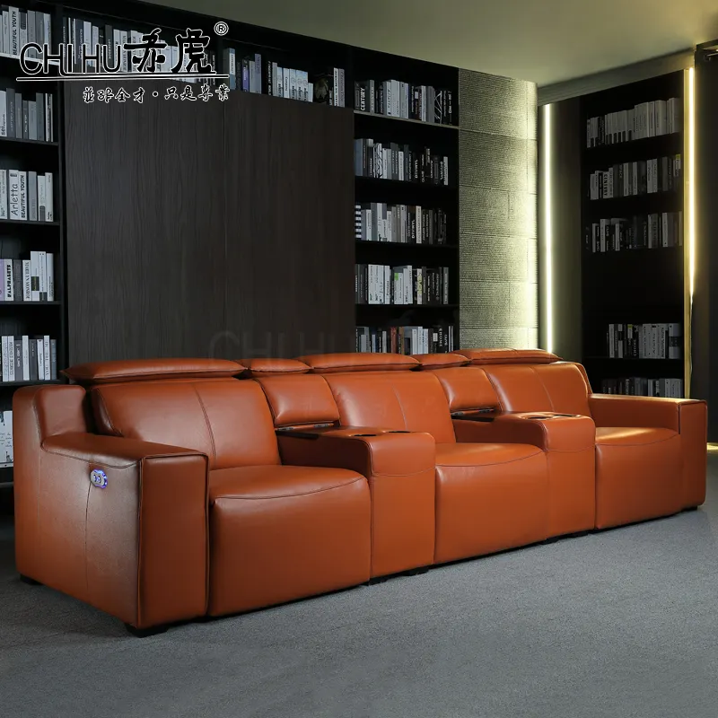Combination Modern Villa Electric Functional Lazy Sofa Home Theatre Living Room Top-Layer Cowhide Sofa