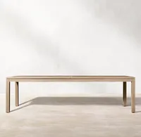 Table à manger extensible rectangulaire en teck de luxe moderne LUXORA pour terrasse extérieure, ensembles de jardin, résistante aux intempéries, utilisation en hôtel et en complexe hôtelier