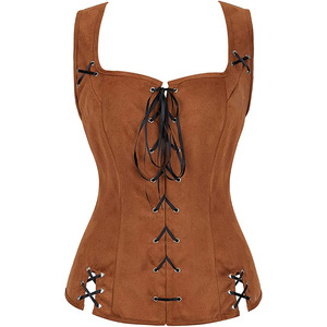 Nouveau Gilet Corset Médiéval Vintage en Daim pour Femme, Style Victorien Pirate, Haut de Costume Renaissance pour Cosplay et Halloween - Product Image 3