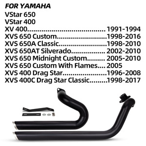 Sistema di Scarico Completo per Moto, Modifica Silenziatore per Yamaha <span class=keywords><strong>Drag</strong></span> <span class=keywords><strong>Star</strong></span> V <span class=keywords><strong>Star</strong></span> <span class=keywords><strong>650</strong></span> XVS650 DS650 XVS400 650A DRAGSTAR 400 - Product Image 2
