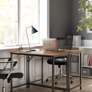 Modern minimalist steel and wood <b>computer</b> <b>desk</b>, versatile for both business and home use, rustic brown gaming <b>computer</b> <b>desk</b>. - Product Image 2
