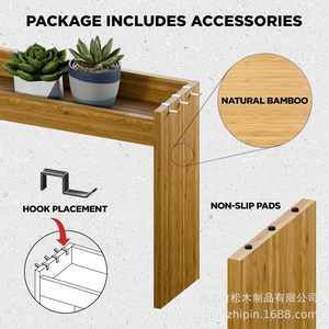 Femuee48 Wooden Spice Rack Bamboo 1 Tier Desktop <b>Kitchen</b> <b>Storage</b> Organizer For Oven Top - Product Image 4