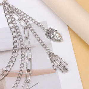 Chaîne de taille multicouche pour femme Yueli, pendentif squelette en alliage de zinc, chaîne de corps tendance hip-hop pour soirée, blanc K - Product Image 3