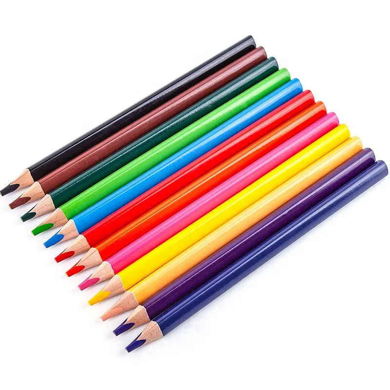 Okul kırtasiye özel öğrenci çizim kalem seti sanat malzemeleri çocuklar için 12 renk klasik ciltli renkli kalemler