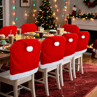 Housse de chaise de Noël en velours rouge, housse de dossier de chaise de salle à manger festive, décoration de fête de Noël, protection de chaise pour la maison