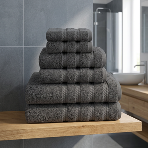 Gray Terry <b>Cloth</b> Bath Towel Set Soft Absorbent Plush Woven Solid Color Towels Organic Eco-Friendly for Home Adult - Product Image 1