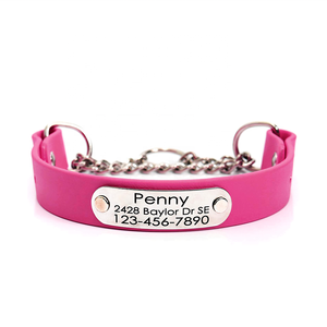 Pastel Fi Compatible con liberación rápida <span class=keywords><strong>Collar</strong></span> de perro ajustable <span class=keywords><strong>Slip</strong></span> Lead 100% Olor & <span class=keywords><strong>Collar</strong></span> de perro personalizado rosa a prueba de agua con placa de identificación - Product Image 3