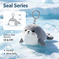 Porte-clés en peluche personnalisé en forme de phoque corpulent, pendentif mignon de lion de mer gras