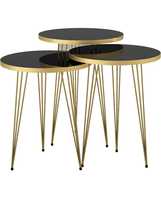 Table basse élégante et tendance, contemporaine et moderne, avec plateau en marbre et pieds géométriques en laiton pour salon