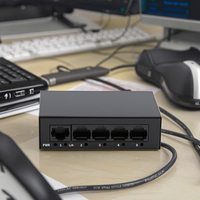 Switch réseau fibre optique PoE 100/1000 Mbps OEM ODM mini pour usage bureautique, 5 ports Ethernet empilables, prise en charge VLAN, 12,8 Gbit/s