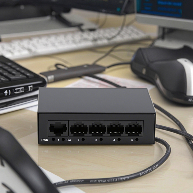 100/1000Mbps POE Network Fiber Switch OEM ODM Mini Office Use Computer 5-Port Ethernet Stackable VLAN Support 12.8Gbps