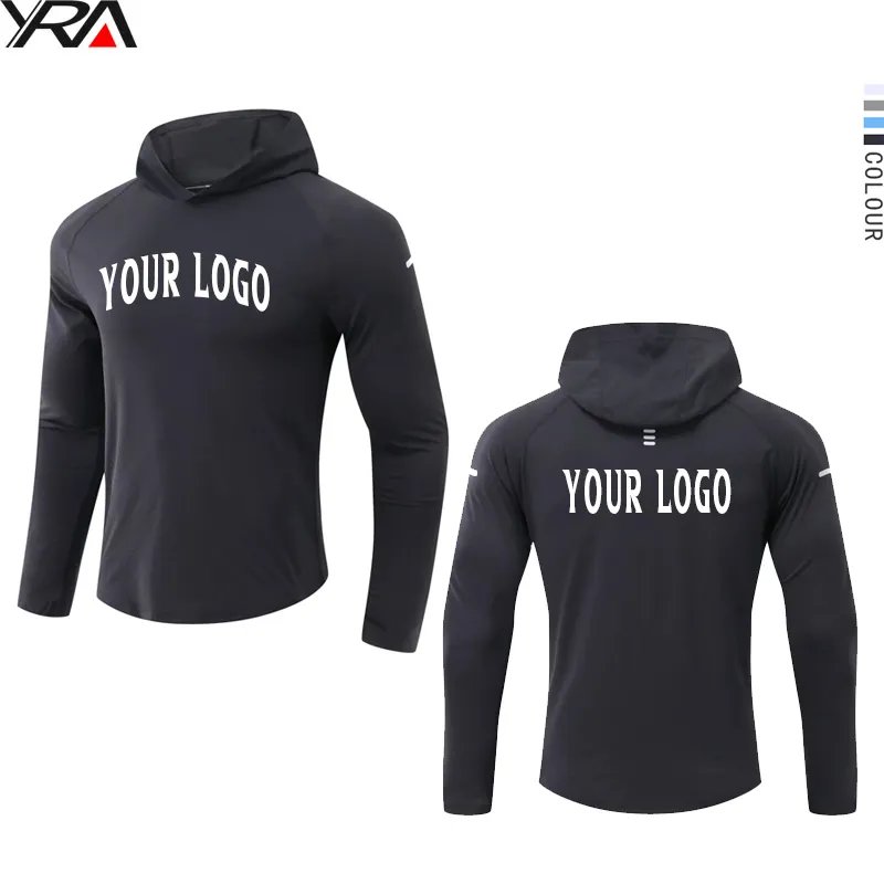 long sleeve training shirt hoodies logo running fitness workout men's hoodies & sweatshirts sportswear gym clothing men