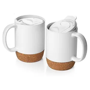 Cốc Cà Phê Latte Thăng Hoa Màu Trắng Ống Mờ 12Oz Bán Chạy Tùy Chỉnh Cốc Gốm Có Nắp Và Đáy Nút Chai