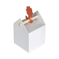 Boîtes rigides écologiques blanches avec décor de lapin mignon, poignée en bois, portables, impression personnalisée, pour desserts, collations, cadeaux quotidiens