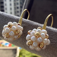 Boucles d'oreilles clous en argent 925 plaqué or, style talon haut, avec perle d'eau douce de 2-3 mm sertie en cercle, classiques pour femme