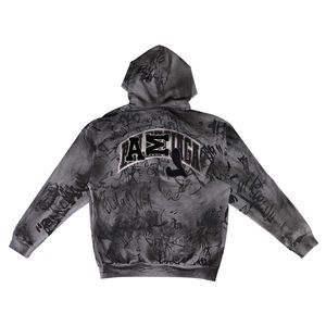 เสื้อมีฮู้ดสำหรับผู้ชาย streetlux เสื้อล้างกรดวินเทจโอเวอร์ไซซ์ดีไซน์เทอร์รี่500GSM ไม่มีความสุข - Product Image 2