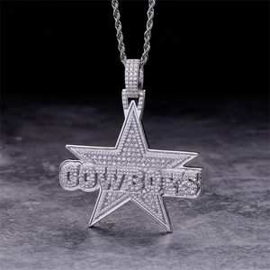 Cowboys Moissanite Star Pendentif avec des bijoux de sport glacés Plaqué Hip Hop Charm Pave Diamond Team Pendentif - Product Image 1