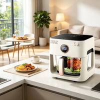 Friteuse à air numérique en verre blanc grande capacité avec commande par bouton, sans huile, saine, pour la cuisine domestique