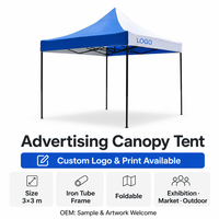 Carpa Plegable Tipo Gazebo 3x3m 10x10 pies, Estructura de Acero, Tela Oxford 420D Impermeable, Logotipo Personalizado para Publicidad, Puesto de Mercado, Feria Comercial