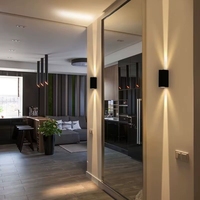 Applique murale LED moderne 6W en aluminium, coque noire, étanche, éclairage de jardin extérieur, veilleuse avec réglage haut/bas pour la maison