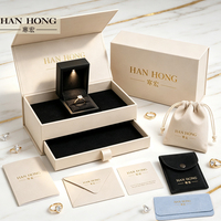 Boîtes à bijoux rigides pliables magnétiques personnalisées avec logo, pour colliers et bagues de luxe, emballage de bijoux faits à la main, avec éclairage LED